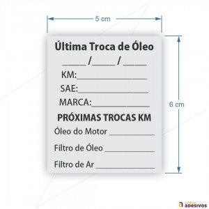 Adesivo troca de óleo